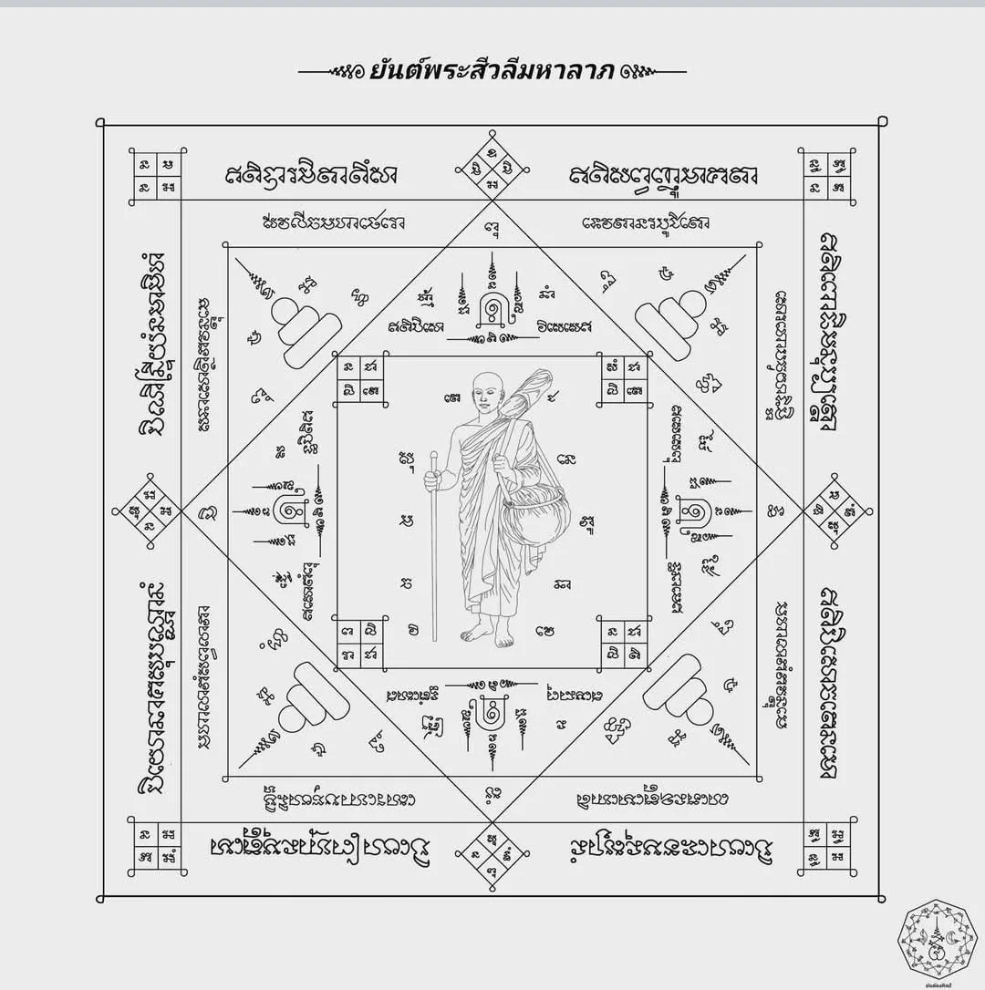ยันต์พระสีวลีมหาลาภ ยันต์เขียนมือ ยันต์ธงศิลป์