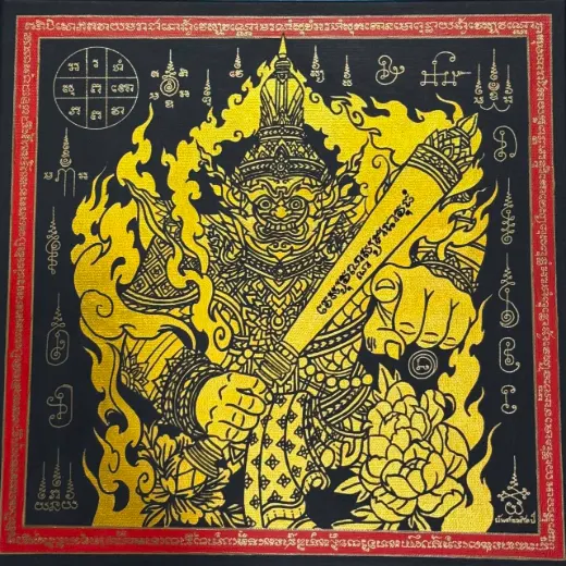 ท้าวเวสฯ(ถมทอง) 40*40 ยันต์เขียนมือ ยันต์ธงศิลป์