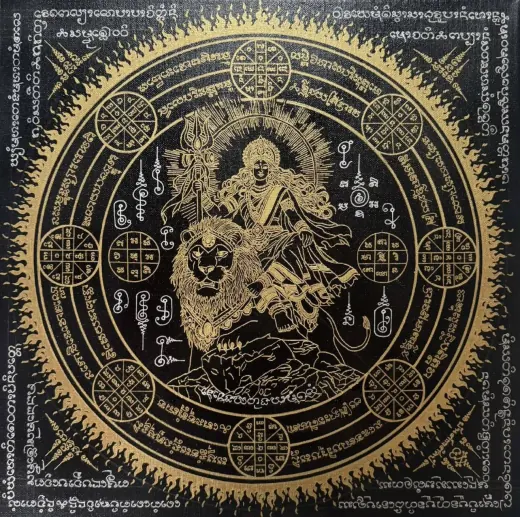 พระแม่อุมา 40*40ซม ยันต์เขียนมือ ยันต์ธงศิลป์